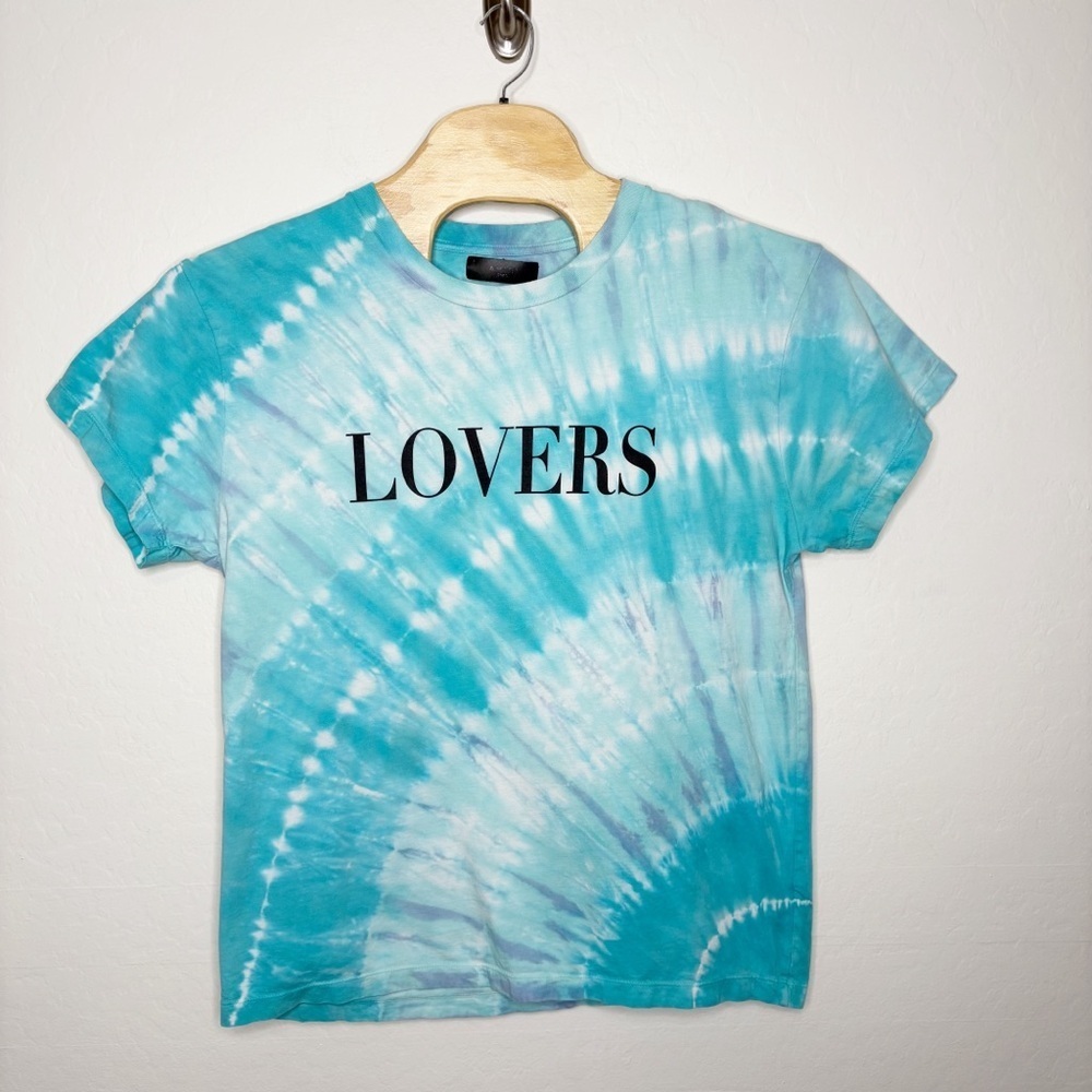 Amiri Lovers Blue Tie Dye T Shirt Size Small Graphic Logo USA Made
